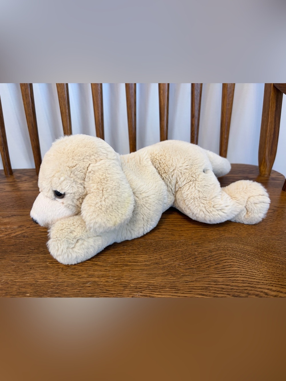 FAO Schwarz Cream Floppy Dog Plush Puppy Stuffed Animal 14”